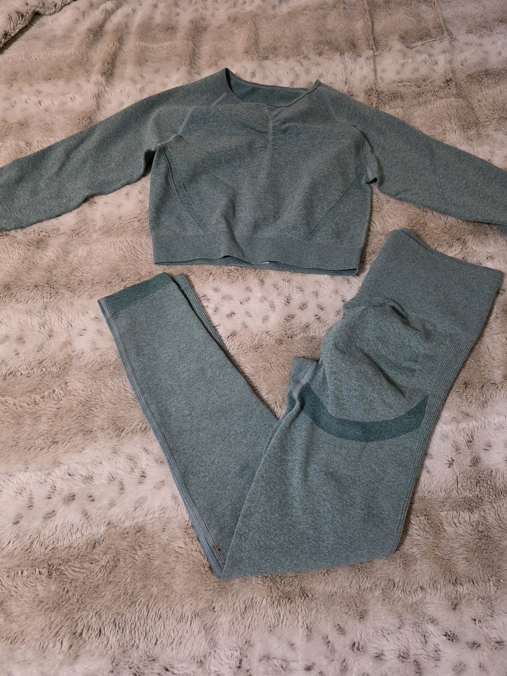 SHEIN Sage Seamless High-Waist Leggings and Cropped Long-Sleeve Top Set
